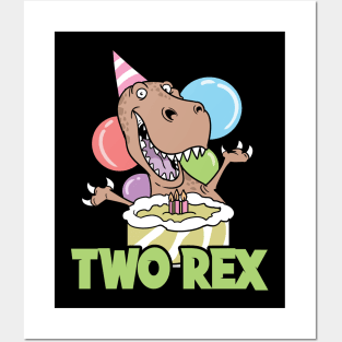 Second 2nd Birthday Two Rex T-Rex Dinosaur Dino Posters and Art